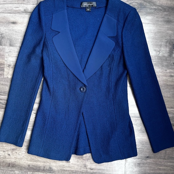 St. John Blue Jacket Button Blazer - Picture 2 of 7